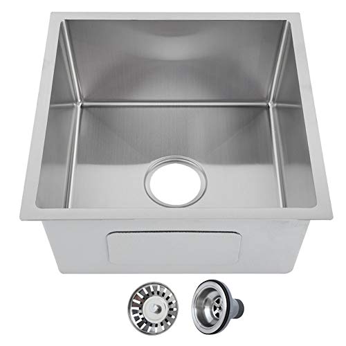 FTVOGUE Fregadero de Acero Inoxidable Lavabo bajo encimera Lavabo con escurridor Fregadero de Cocina de Acero Inoxidable para instalación Superior y empotrada 44x44x21cm