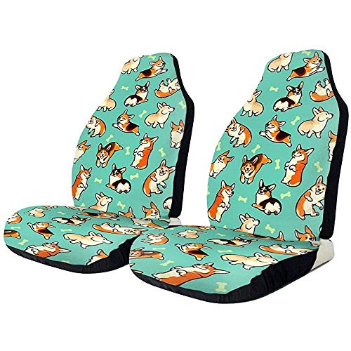 Fundas de asiento de coche Jolly Corgis In Green Cute Corgi Bones Protector Cushion Premium Cover