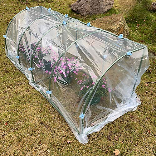 FYBlossom Mini invernadero cubierta de plástico transparente PVC cubierta interior exterior tienda de jardín invernadero para plantas de semillero hierbas o flores (2 x 4 m, blanco)