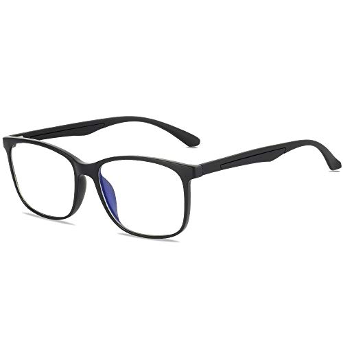 Gimdumasa Gafas para Ordenador Anti luz Azul Antifatiga Sin Graduacion Gafas Luz Azul para PC Gaming Lectura Video Juegos Lentes Transparente Hombre Mujer (2303 Negro)