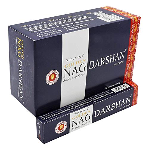 GOLDEN 12 Cajas de Incienso Nag Darshan, 180 Varillas el Pack