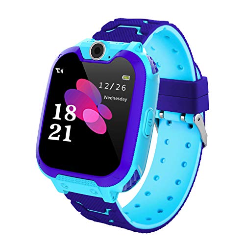 Hangang Smart Watch Smartwatch para Niños IP67 Despertador Impermeable para Niños con Reloj Digital SOS Girl Boy Camera Game Compatible con iOS/Android turquesa