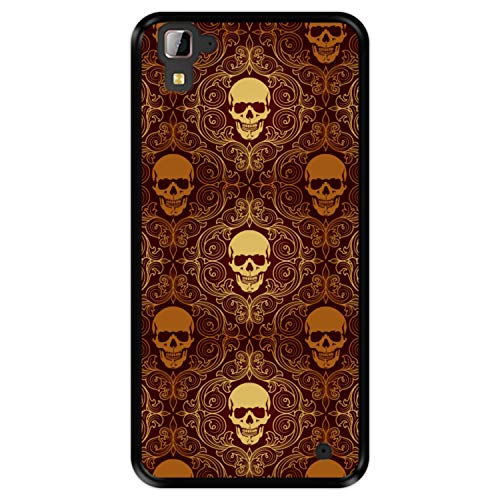 Hapdey Funda Negra para [ Hisense C30 Rock ] diseño [ Calaveras Doradas, patrón Abstracto ] Carcasa Silicona Flexible TPU