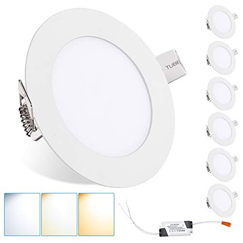 Hengda Juego de 6 lámparas LED empotrables redondas, 9 W, ultrafinas, cambio de color, IP44, 120°, para salón, dormitorio, cocina [Clase energética A+]