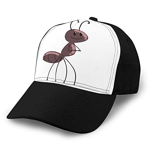 Holefg3b Gorra de béisbol de ala Plana Impresa Snapback de Ocio para Mujer, Lindo Personaje de Hormiga de Dibujos Animados para Hombres, Mujeres