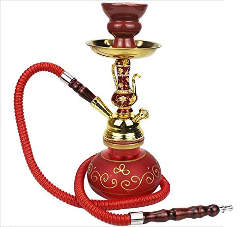 Hookah Shisha Set,portátil con Cuenco De Cerámica Manguera Simple con Jarrón De Vidrio Estable Kit De Serie De Inicio De Hookah (sin Nicotina),Red