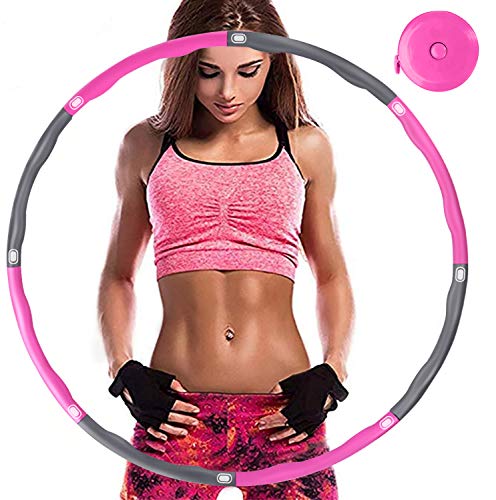 Hoola Hoop Fitness, Peso Ajustable Hula Hoop para Adultos, Tubo de Acero Inoxidable Engrosado con Espuma, Aro de Hula Fitness Extraíble para Fitness/Deporte/Hogar/Oficina/Modelado Abdominal