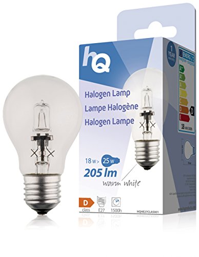 HQ HQHE27CLAS001 Lampadina Alogena, Formato GLS Classico E27, 18 W, 205 Lumen, 2800 K