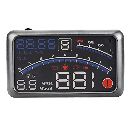 HUD de 5.5 pulgadas, Universal F4 MPH Velocímetro, Alarma de Velocidad, Pantalla MPH/KM/h para Coche con Sistema ODB2