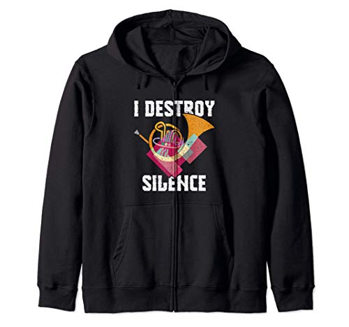 I Destroy Silence - French Horn - Music Lover Player Sudadera con Capucha