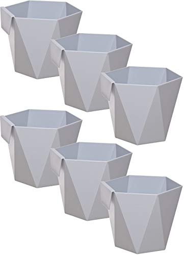 idea-station macetas plastico 6 Piezas, 11 cm, Gris Claro, Plaza, pequeñas, maceteros, jarrones, Decorativas, pequenas, Interior, Exterior, inastillable