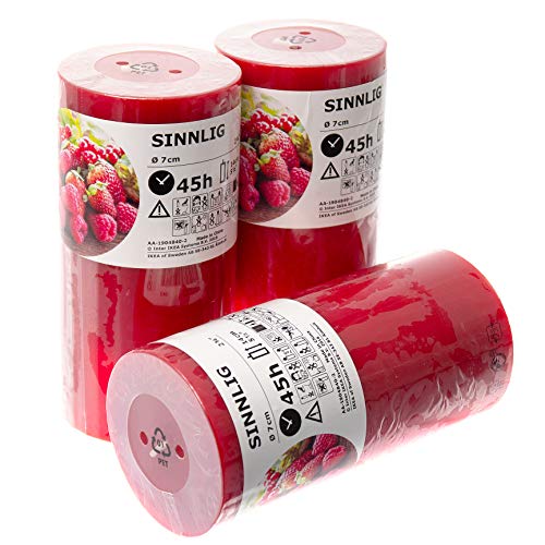 Ikea SINNLIG - Juego de 3 velas aromáticas de bayas rojas de jardín (14 cm)