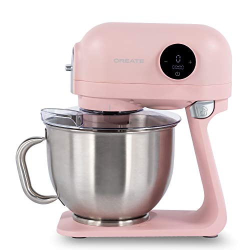 IKOHS DOWNMIX Retro - Batidora Amasadora, Amasadora para Repostería, Robot de Cocina Automática Multifuncional con Tres Accesorios, 5L, 6 Velocidades, 1200W, Bol de Acero Inoxidable (Rosa Pastel)