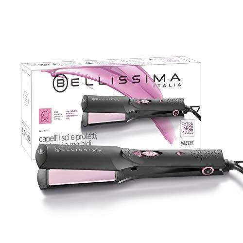 Imetec Bellissima B26 100 - Plancha de Pelo Largo o Difícil de Regular, Tamaño Placas Extra Grande, Revestimiento Cerámico, Efecto Liso y Brillante en una Sola Pasada