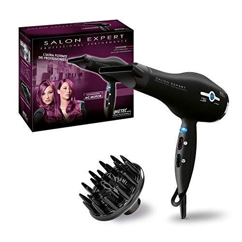 Imetec Salon Expert P4 2500 ION - Secador de pelo profesional, tecnología de iones, revestimiento de la rejilla en cerámica y turmalina, 8 combinaciones de aire y temperatura