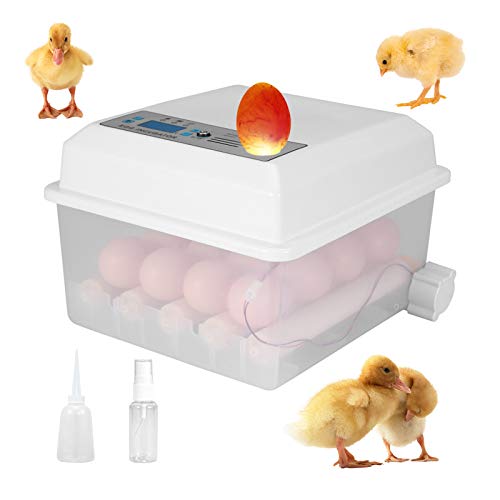 Incubadora de Huevos con volteo y eclosión automáticos, incubadora automática de Huevos para 16 Huevos,automático de Temperatura y Humedad para gallinas,Patos,Gansos,codornices,LED de Alta eficiencia