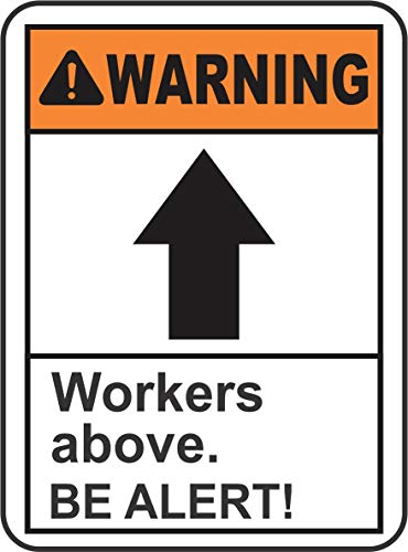 INDIGOS UG - Adhesivo de seguridad - Advertencia - Warning Workers Above Be Alert Sign 1219 mm x 914 mm - Decal for Office - Oficina - Empresa - Escuela