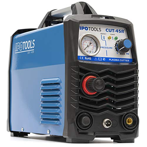 IPOTOOLS Cortadora de plasma CUT-45R – Dispositivo de corte de plasma 45 A hasta 12 mm de capacidad de corte, dispositivo de soldadura inverter, cúter de plasma con encendido IGBT/HF, azul, 230 V