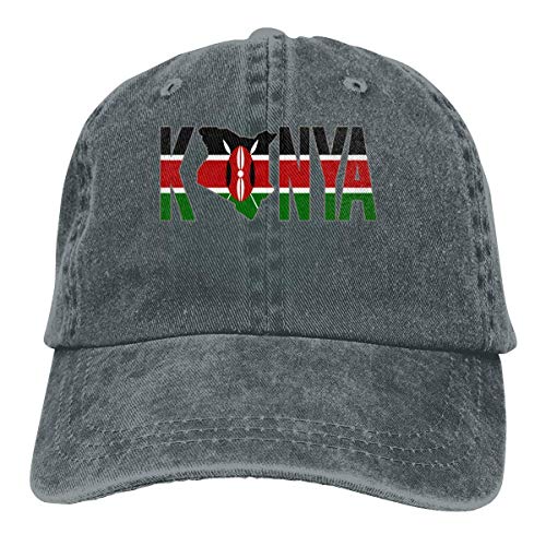 iuitt7rtree Gorra de cráneo de secado rápido, absorbe la humedad, gorra de viaje, hip-hop, texto de Kenia con mapa de la bandera de Kenya, brezo profundo jeanet gorra de béisbol ajustable para papá