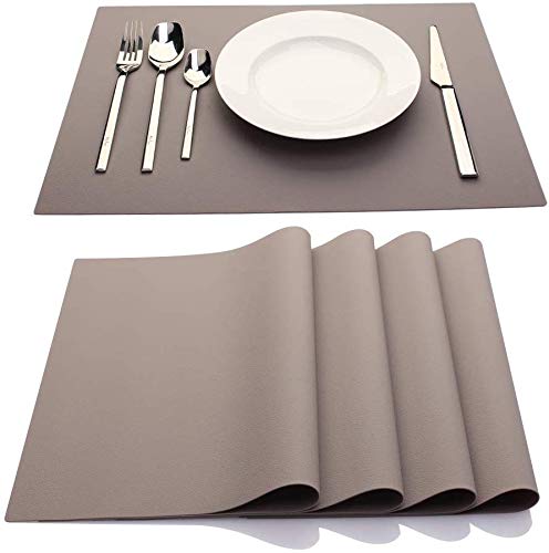 IYYI Manteles Individuales de Silicona, manteles Individuales para niños, manteles de Mesa Impermeables de Cocina para Comer, Juego de 4 (Gris Claro)