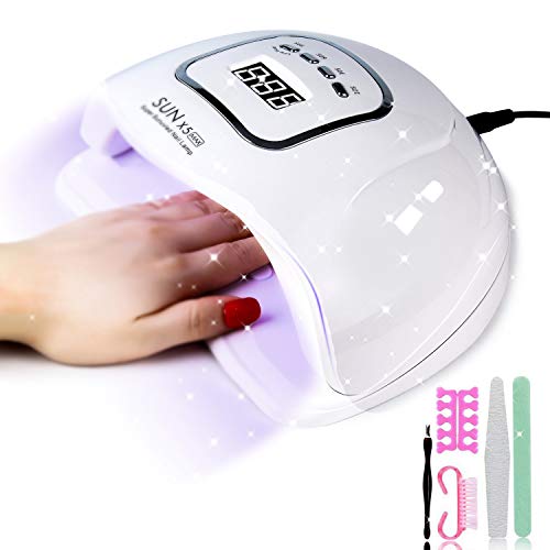 J TOHLO 150W Lámpara LED UV Secador de Uñas, con juegos de arte de uñas, lámpara de curado de manicura con sensor automático para uñas y uñas de los pies para Todos Gel Regalos para enamorados &madres