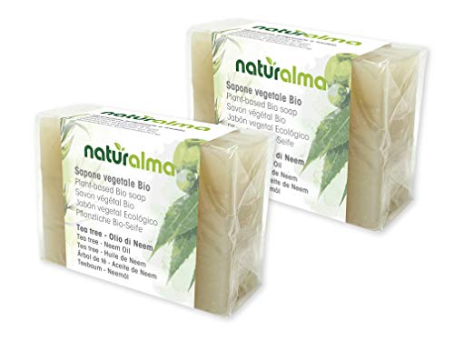 Jabón artesanal vegetal TEA TREE Y ACEITE DE NEEM Bio 2 X 100g Naturalma baja temperatura vegetariano