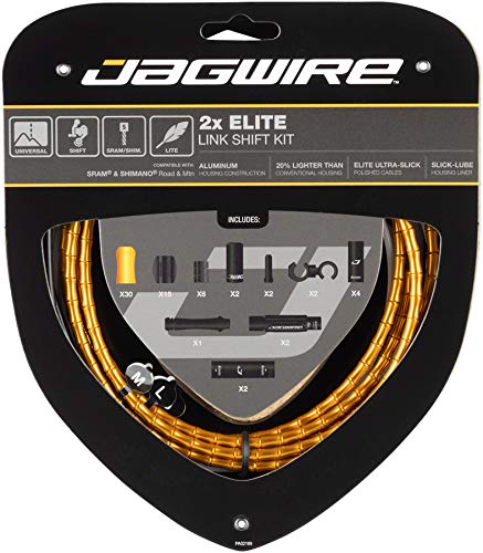 Jagwire 2X Elite Link Shift Kit de Tubos y Cables de Cambio para Adultos, Unisex, Color Dorado, Talla única