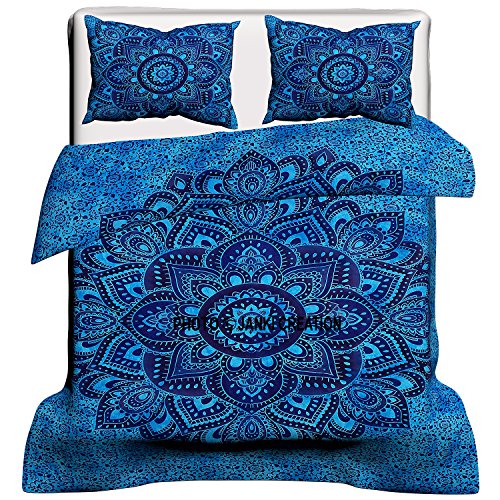 Janki Creation Exclusiva Funda de edredón India con diseño de Mandala Ombra y teñido, Colcha Bohemia, Ropa de Cama de Mandala, Colcha Hippie Hippy, Doona 228,6 x 218,6 cm, Tapiz de Reina