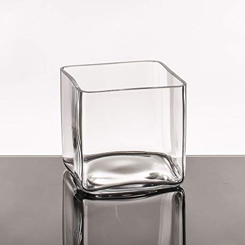 Jarrón Cuadrado Minimalista Transparente de Cristal para salón Basic - LOLAhome