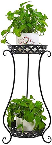 Jarrones Hierro forjado planta multi-capa de la decoración interior con balcón cesta de la flor la flor del arte simple soporte de 2kg (4.4lbs) Negro florero grande hueco 75 * 37cm Decoración del hoga