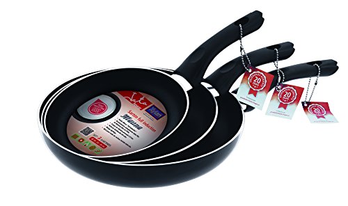 Jata Hogar Set de sartenes Full Induction, Recubrimiento Antiadherente, Aluminio, Negro, 26 cm, 3 Unidades