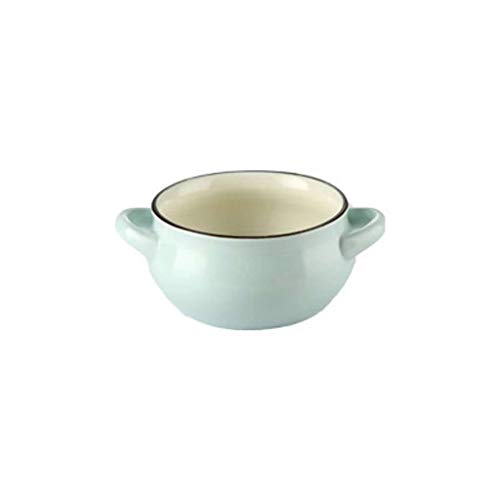 JLWM Cuenco para Sopa con 2 Asas, Cuencos para Sopa Tazón De Porcelana Cerámico Horno Microonda Cocina Mini Pequeño para Desayuno Leche Fruta Ensalada Postre Horneando Color Liso-Azul