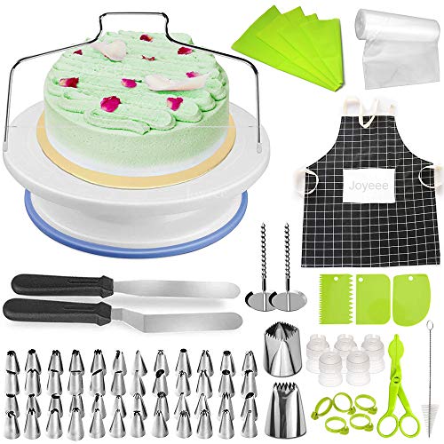 Joyeee 127pcs Kit Boquillas para Manga Pastelera con Boquillas, Plato Giratorio de Pastel, Espátula, etc, Set de Pasteles Completo para Hornear Juego de Decoración para Tartas Cupcakes