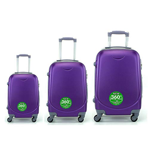 Juego de 3 Maletas de 4 Ruedas giratoria 360º Maleta rígida Equipaje Viaje Cabina (Morado)