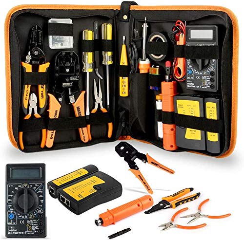 Kit de herramientas para reparaciones o instalaciones en red, con destornilladores, alicates de metal, pinzas, multímetro digital, kits de herramientas para el hogar, bricolaje, para uso diario
