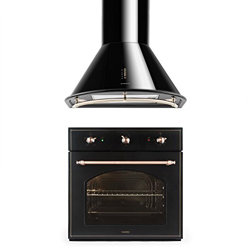 Klarstein Set Vilhelmine y Noir Prima (horno empotrable de 55 litros, campana extractora con capacidad de 430 m³/h, diseño victoriano) - negro