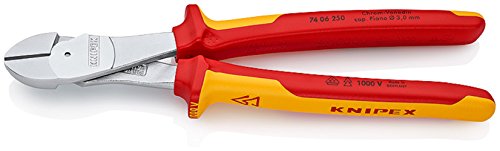 KNIPEX Alicates de corte diagonal de fuerza aislado 1000V (250 mm) 74 06 250 T BK (cartulina autoservicio/blíster)