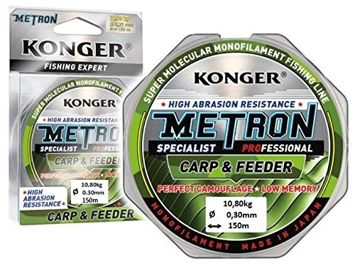 Konger Metron Specialist Pro Carp & Feeder - Hilo de pesca (150 m, 0,20 mm/5,90 kg)