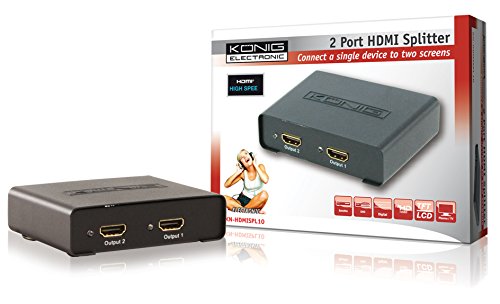 König KN-HDMISPL10 - Divisor de HDMI con 2 puertos (indicadores LED, Full HD), negro