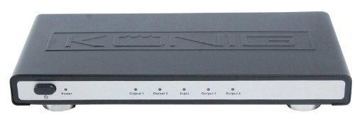 König KN-HDMISPL20 - Divisor de cable HDMI (4 puertos, indicadores LED, Full HD), negro