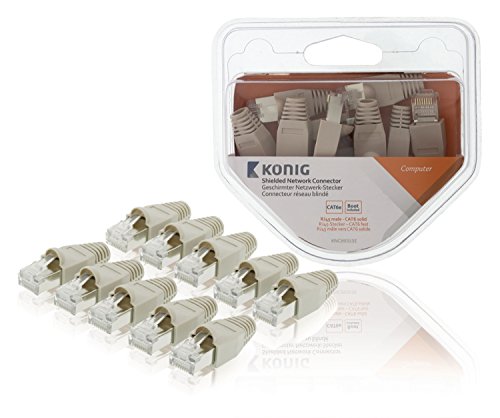 König KNC89355E RJ-45 Gris - Conector (RJ-45, Gris, Cat6, U/UTP (UTP), 10 pieza(s), Ampolla)