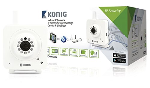 König SAS-IPCAM100W - Cámara de vigilancia (Cámara de Seguridad IP, Interior, Inalámbrico y alámbrico, Blanco, 1 LX, 39,3°)