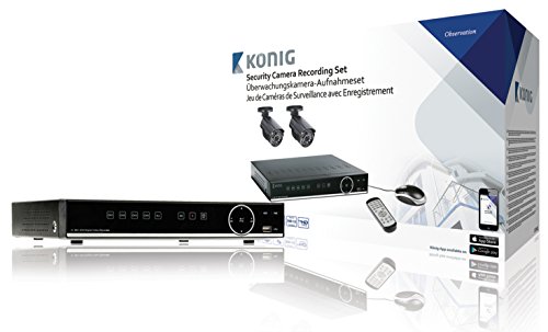 König SAS-SETDVR35 4channels - Kit de videovigilancia (Bala, Interior/exterior, 5-10, IR, 4 canales, Unidad de disco duro)