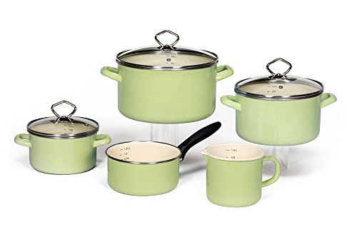 Krüger Batería de Cocina, Esmalte, Verde