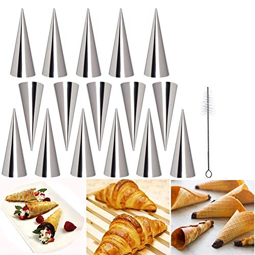 LaceDaisy 16pzs DIY Tubos de Croissants al Horno en Espiral de Acero Inoxidable Rollo de Pastel de Cuerno Molde de Torta Utensilios para Hornear Moldes Cónicos de Cono Croissant de Pastelería Danesa#3