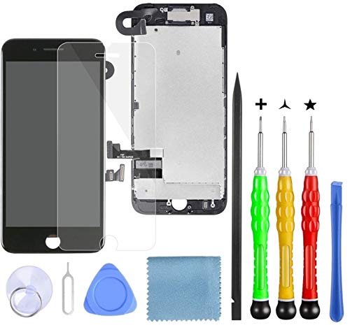 LanSupp Pantalla para iPhone 8 Negro, Táctil LCD Reemplazo con Cámara Frontal, Sensor de proximidad, Altavoz y Kit de reparación