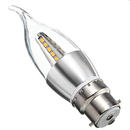 LHQ-HQ Bombilla LED 85-265V 4W E27 E14 B22 E12 25 SMD 2835 LED 430Lm plateado bombilla de la vela blanca pura