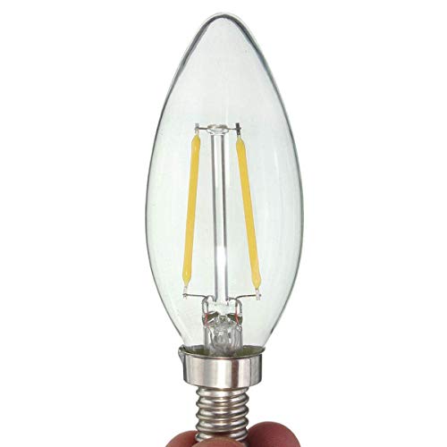 LHQ-HQ Bombilla LED E12 2W COB filamento de la bombilla de Edison AC110V del bulbo LED de la vela de luz de lámpara