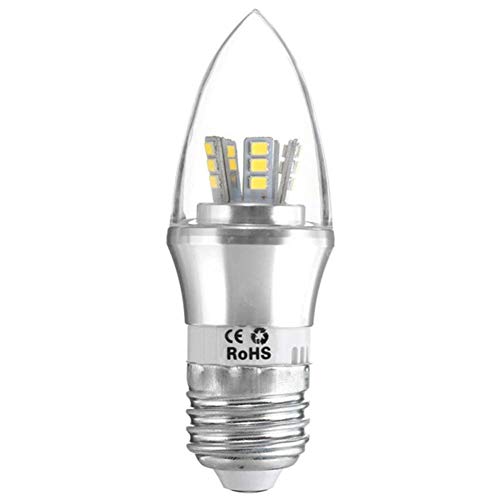 LHQ-HQ Bombilla LED E27 caliente 6W LED blanco/blanco 25SMD 2835 Vela de plata de la bombilla de la lámpara 220V