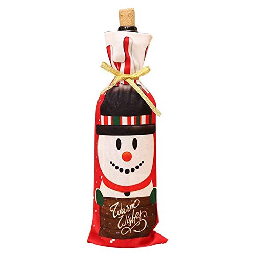 Liapianyun - Funda para botella de vino, 6 piezas, diseño de muñeco de nieve de Papá Noel, diseño de ciervos con dibujos animados de Navidad